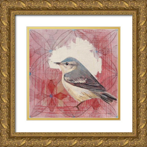 Cerulean Warbler Gold Ornate Wood Framed Art Print with Double Matting by Lovell, Kathrine