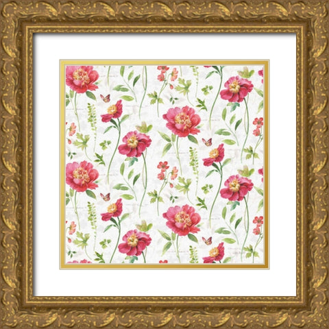 Pink Garden Step 01 Gold Ornate Wood Framed Art Print with Double Matting by Audit, Lisa