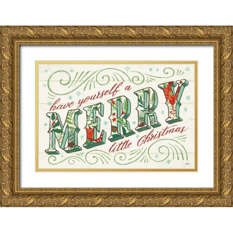 Holiday Joy I Gold Ornate Wood Framed Art Print with Double Matting by Penner, Janelle