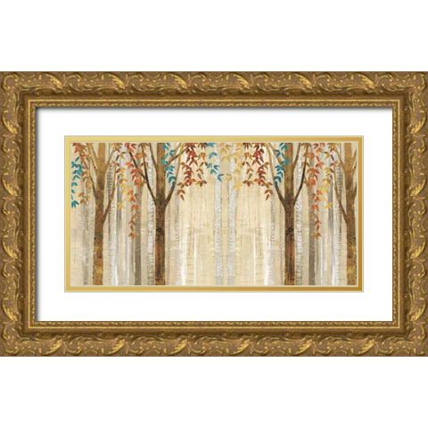 Down to the Woods Autumn Teal Crop Gold Ornate Wood Framed Art Print with Double Matting by Tillmon, Avery