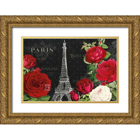 Rouge Paris I Black Gold Ornate Wood Framed Art Print with Double Matting by Pertiet, Katie