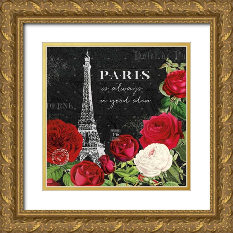 Rouge Paris II Black Gold Ornate Wood Framed Art Print with Double Matting by Pertiet, Katie
