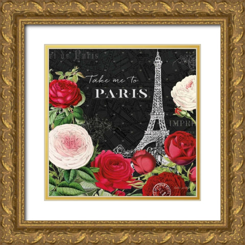 Rouge Paris III Black Gold Ornate Wood Framed Art Print with Double Matting by Pertiet, Katie