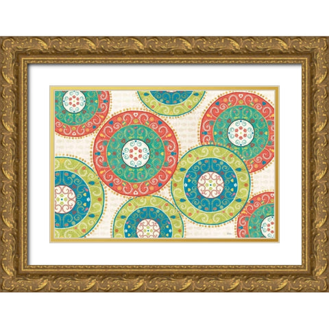 Otomi Cats VI Gold Ornate Wood Framed Art Print with Double Matting by Charron, Veronique