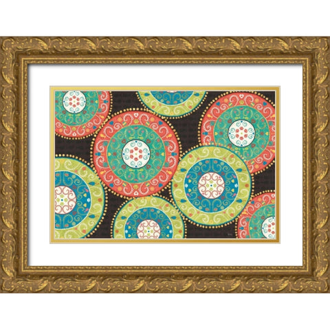 Otomi Cats VI Dark Gold Ornate Wood Framed Art Print with Double Matting by Charron, Veronique