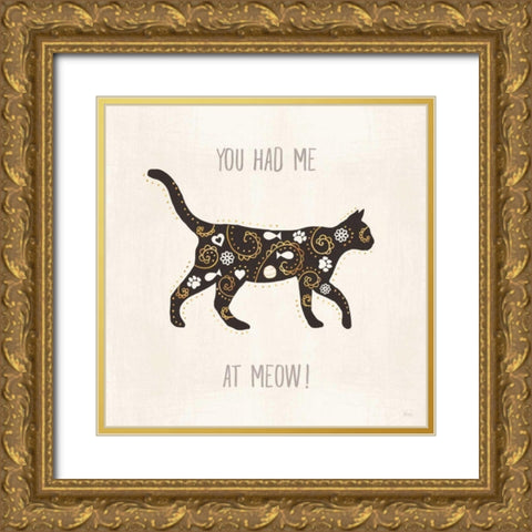 Otomi Cats IV Neutral Gold Ornate Wood Framed Art Print with Double Matting by Charron, Veronique