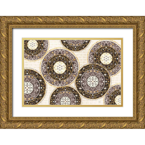 Otomi Cats VI Neutral Gold Ornate Wood Framed Art Print with Double Matting by Charron, Veronique
