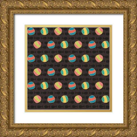 Otomi Cats Step 02B Gold Ornate Wood Framed Art Print with Double Matting by Charron, Veronique