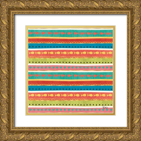 Otomi Cats Step 03 Gold Ornate Wood Framed Art Print with Double Matting by Charron, Veronique