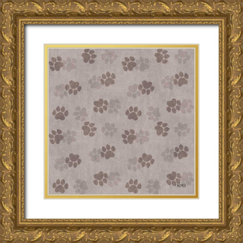Otomi Cats Step 05D Neutral Gold Ornate Wood Framed Art Print with Double Matting by Charron, Veronique