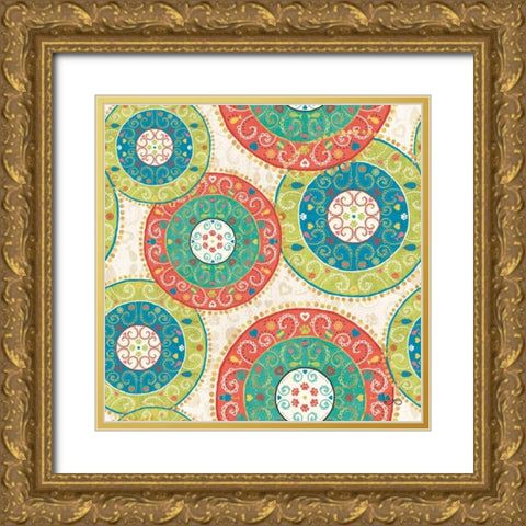 Otomi Cats Step 06A Gold Ornate Wood Framed Art Print with Double Matting by Charron, Veronique