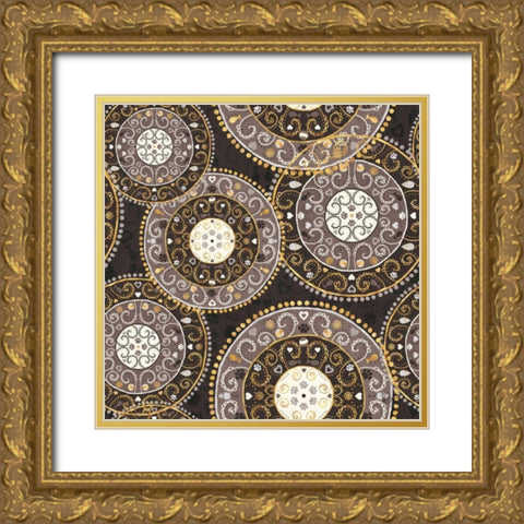 Otomi Cats Step 06B Neutral Gold Ornate Wood Framed Art Print with Double Matting by Charron, Veronique