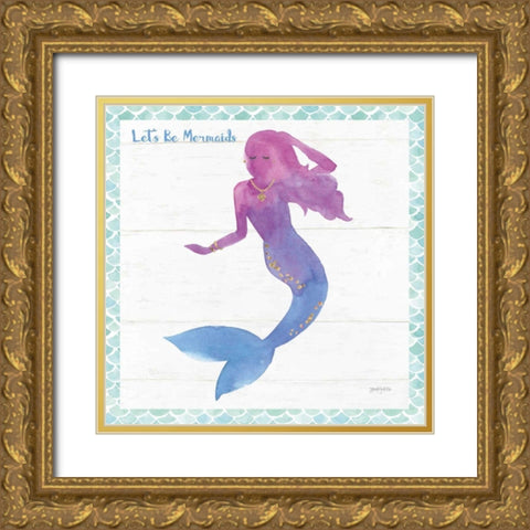 Mermaid Friends III Lets Be Gold Ornate Wood Framed Art Print with Double Matting by Jackson, Jenaya
