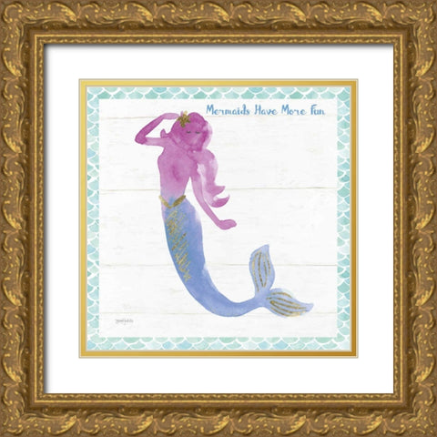 Mermaid Friends IV Fun Gold Ornate Wood Framed Art Print with Double Matting by Jackson, Jenaya
