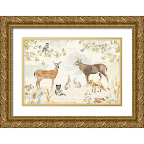 Woodland Wreath I Gold Ornate Wood Framed Art Print with Double Matting by Grove, Beth