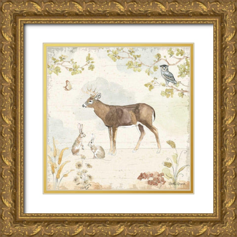 Woodland Wreath III Gold Ornate Wood Framed Art Print with Double Matting by Grove, Beth