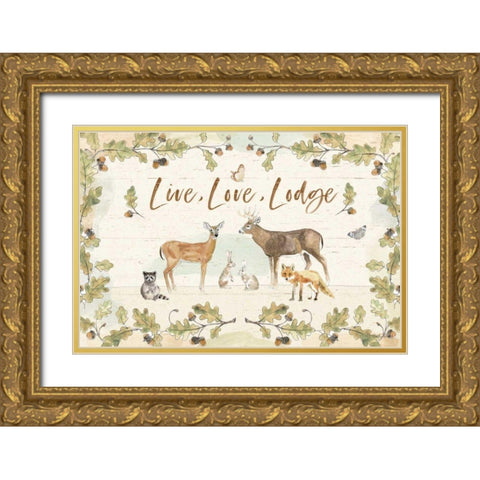 Woodland Wreath IV Gold Ornate Wood Framed Art Print with Double Matting by Grove, Beth