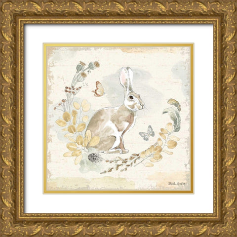 Woodland Wreath X Gold Ornate Wood Framed Art Print with Double Matting by Grove, Beth