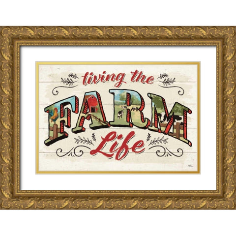 Farm Life IV Gold Ornate Wood Framed Art Print with Double Matting by Penner, Janelle