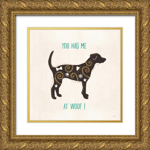 Otomi Dogs IV Gold Ornate Wood Framed Art Print with Double Matting by Charron, Veronique