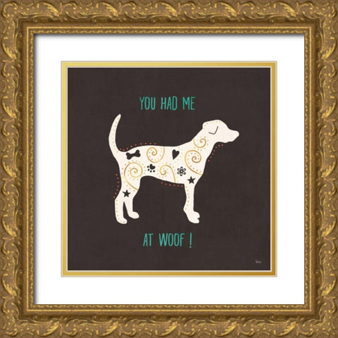 Otomi Dogs IV Dark Gold Ornate Wood Framed Art Print with Double Matting by Charron, Veronique