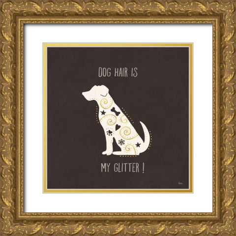 Otomi Dogs V Dark Neutral Gold Ornate Wood Framed Art Print with Double Matting by Charron, Veronique