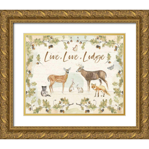 Woodland Wreath IV v2 Gold Ornate Wood Framed Art Print with Double Matting by Grove, Beth