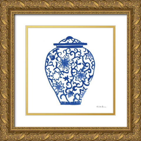 Chinoiserie III Gold Ornate Wood Framed Art Print with Double Matting by Zaman, Farida