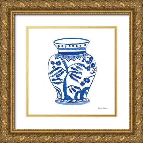 Chinoiserie IV Gold Ornate Wood Framed Art Print with Double Matting by Zaman, Farida