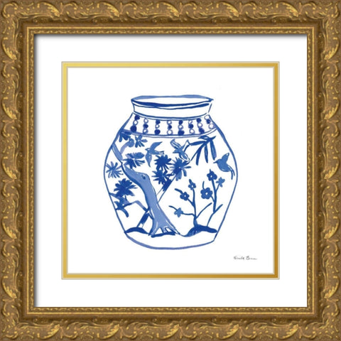 Chinoiserie VII Gold Ornate Wood Framed Art Print with Double Matting by Zaman, Farida