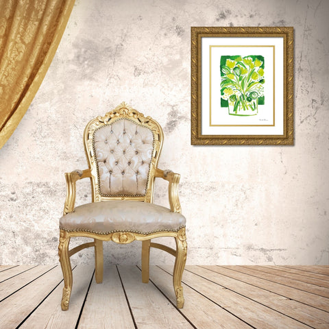 Lemon Green Tulips II Gold Ornate Wood Framed Art Print with Double Matting by Zaman, Farida