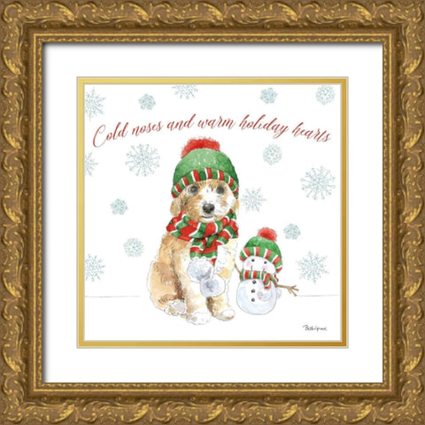 Holiday Paws IV Gold Ornate Wood Framed Art Print with Double Matting by Grove, Beth