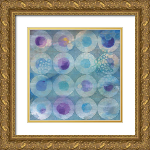 Touching Circles II Gold Ornate Wood Framed Art Print with Double Matting by Nai, Danhui