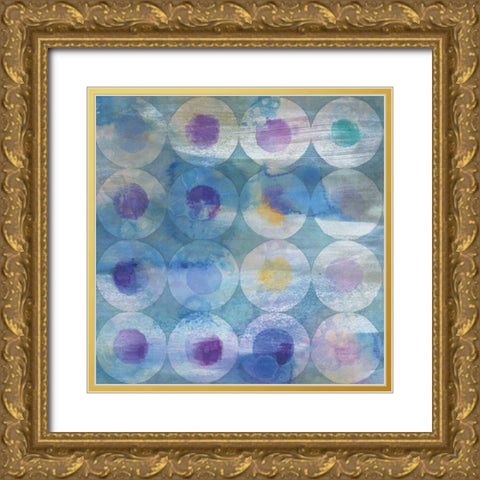Touching Circles III Gold Ornate Wood Framed Art Print with Double Matting by Nai, Danhui