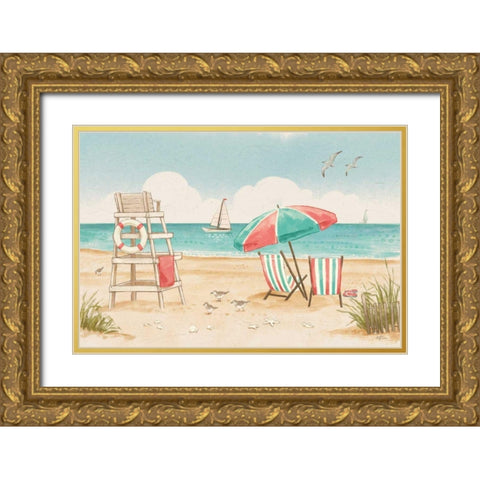 Beach Time I Gold Ornate Wood Framed Art Print with Double Matting by Penner, Janelle