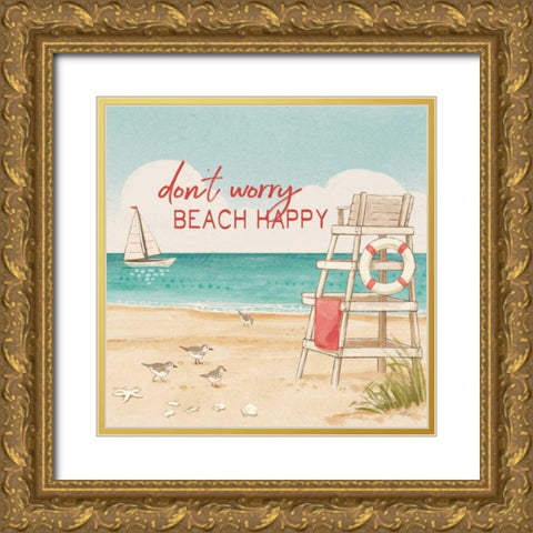 Beach Time III Gold Ornate Wood Framed Art Print with Double Matting by Penner, Janelle