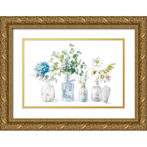 Beach Flowers I Gold Ornate Wood Framed Art Print with Double Matting by Nai, Danhui