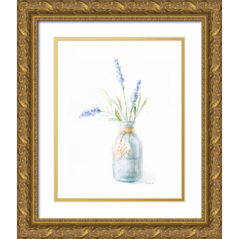 Beach Flowers III Gold Ornate Wood Framed Art Print with Double Matting by Nai, Danhui