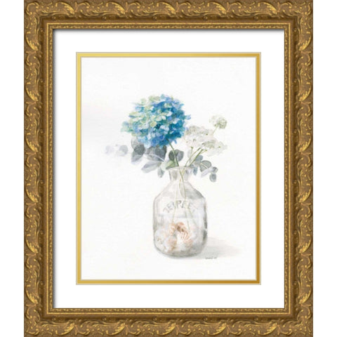 Beach Flowers V Gold Ornate Wood Framed Art Print with Double Matting by Nai, Danhui