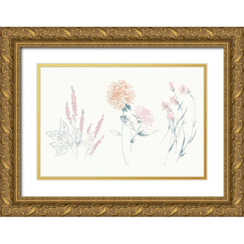 Flowers on White VIII Contemporary Gold Ornate Wood Framed Art Print with Double Matting by Wild Apple Portfolio