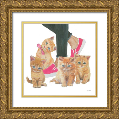 Cutie Kitties I Gold Ornate Wood Framed Art Print with Double Matting by Adams, Emily