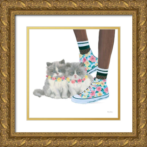 Cutie Kitties VII Gold Ornate Wood Framed Art Print with Double Matting by Adams, Emily
