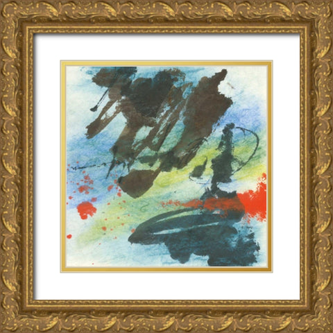 Graffiti Blue II Gold Ornate Wood Framed Art Print with Double Matting by Paschke, Chris