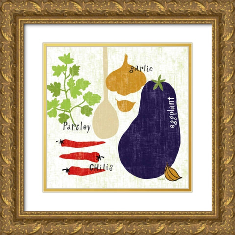 Italiano Eggplant Gold Ornate Wood Framed Art Print with Double Matting by Schlabach, Sue