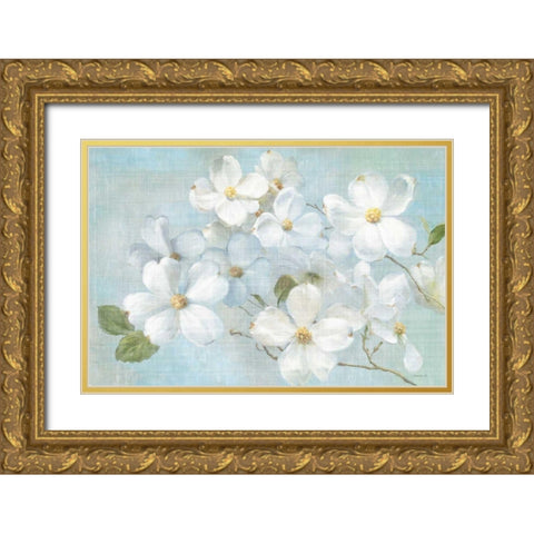 Indiness Blossoms Light Gold Ornate Wood Framed Art Print with Double Matting by Nai, Danhui