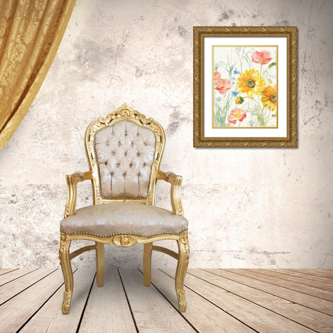 Floursack Florals I No Words Crop Gold Ornate Wood Framed Art Print with Double Matting by Nai, Danhui