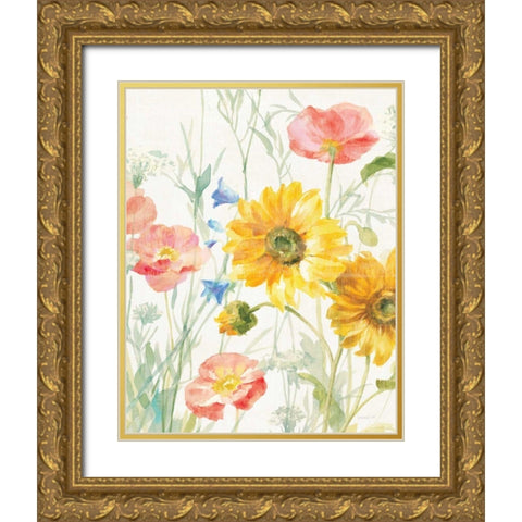 Floursack Florals I No Words Crop Gold Ornate Wood Framed Art Print with Double Matting by Nai, Danhui