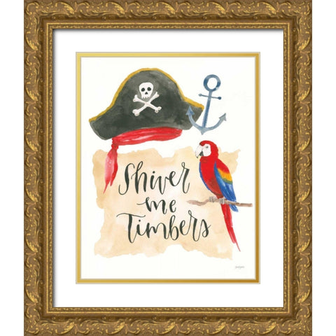 Pirates III on White Gold Ornate Wood Framed Art Print with Double Matting by Jackson, Jenaya