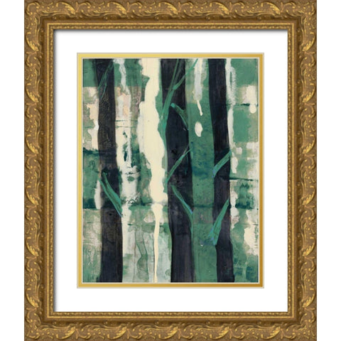 Deep Woods II Emerald Crop Gold Ornate Wood Framed Art Print with Double Matting by Hristova, Albena