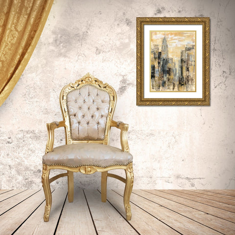 Manhattan Gray and Gold I Gold Ornate Wood Framed Art Print with Double Matting by Vassileva, Silvia
